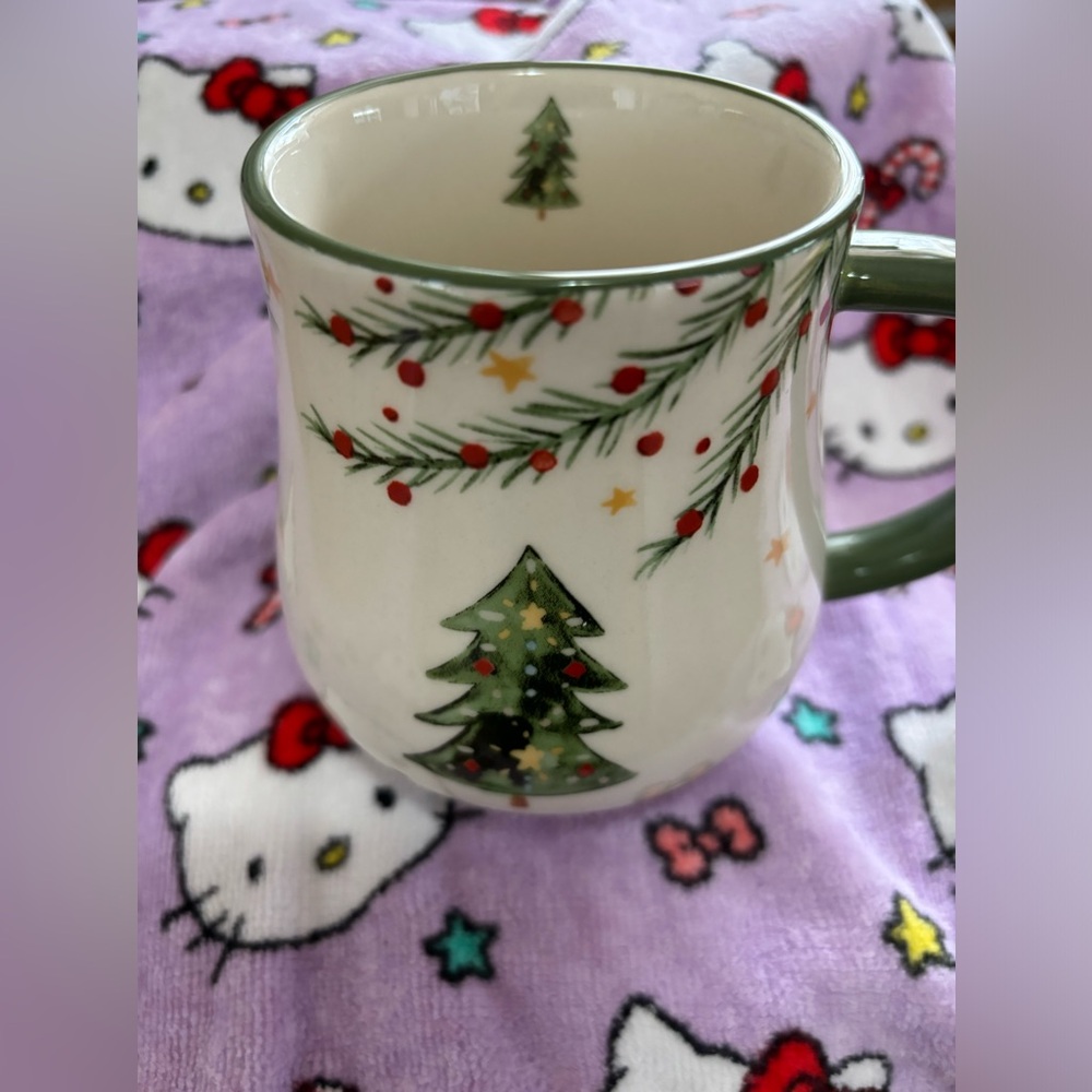 POTTER’S STUDIO CHRISTMAS TREE THEMED 18oz. CERAMIC FOOTED MUG NWT